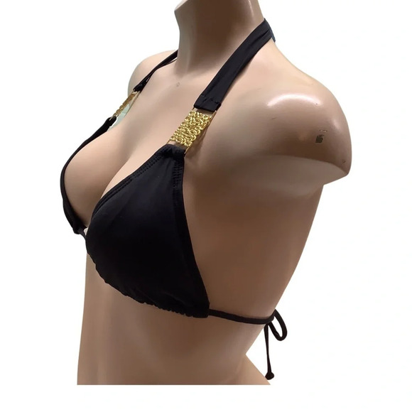 Beach Joy Size Small Black Triangle Padded Bikini Top. Preowned - Picture 3 of 5